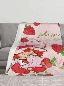 Strawberry Merch Shortcake Throw Blanket Warm Blankets Breathable Air Conditioner Blanket For Car Classic Outdoor Blankets For Picnic For All Season-280gsm - 彩色 - 查看 4
