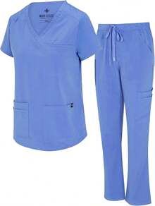 ¡Recomendado¡Uniformes Naturales para Mujer, Conjunto de Uniforme Médico Cargo Elástico y Fresco con 11 Bolsillos, Tallas Regulares y Pequeñas¡Producto de Temporada - Azul Marino (Azul marino verdadero) - Ver 3