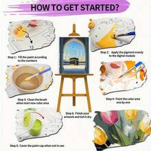 40X50cm Frame Not Included,1set Muslim - Sacred Arch Window: The Faith Realm Of The And Birds - Islamic - Suitable For Beginners Digital Painting Kit,Includes: Pigments, Paintbrushes, Hooks, Non-Marking Nails, Sample Diagrams - 40*50cm - View 10