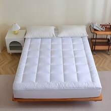 1Pieza Protector de Colchón (Sin Funda de Alohada)Cubre Colchón de LujoSuave como la Seda,Transpirable,Máximo Confort para Dormitorios-Tamaño Individual Matrimonial,Color Blanco - Blanco - Ver 3