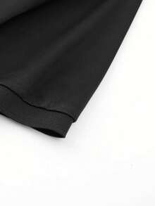 GRDR 夏季男士商务休闲简约印花 Polo 衫，男女通用款 - 黑色 - 查看 4