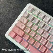 130+ Keycaps Set, Powder Pink Contour Line Design, Backlit Side-Printed Keycaps, Compatible With 104/98/87/75/68/64/61 Keys - Baby Pink - View 2