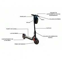 OSOMOTO PATIN ELECTRICO SCOOTER ESO-04PRO 35KM/H, 500W, 100-240V con Asiento Acolchado Suspensión Premium y Frenos de Disco - Negro - Ver 7