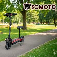 OSOMOTO PATIN ELECTRICO SCOOTER ESO-04 35KM/H, 500W, 100-240V con Asiento Acolchado Suspensión Premium y Frenos de Disco - Negro - Ver 1