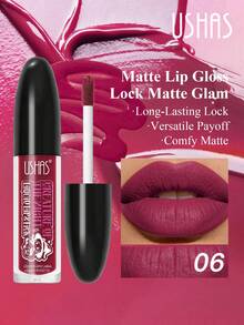 USHAS哑光唇釉，持久防水，不粘腻，高显色度液体唇膏，柔雾质地，打造奢华唇妆 - #06 - 查看 7