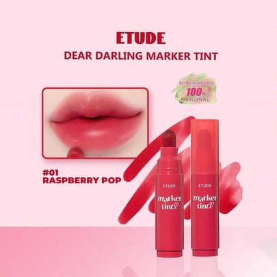 ETUDE Dear Darling Dudak Parlatıcısı #01 Ahududu, Nemlendirici ve Uzun Süre Kalıcı Dudak Parlatıcısı, Yüksek Renk Verimi Veren Dudak Makyaj Kalemi, Hassas Ucuyla Kolay Uygulanır, Kremsi Mat Bitiş, Bulaşmaz, Saten Leke Etkisi, Vegan Formül, Kore Kozmetiği, 3.5g/0.12oz.