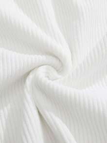 Men's Corduroy Crewneck Sweatshirt Spring/Autumn Solid Color Casual Versatile Long-Sleeve Pullover Sports Shirt Comfortable Fabric Round Neck - 白色 - 查看 6