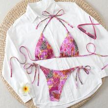 SWEET SECRET NEW 2-Piece Bikini, Triangle Top With Adjustable Halter Straps, Eye-Catching Animal Print, Ideal For Parties And Beach And Pool Holidays - 紅色 - 查看 2