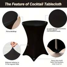 SUNFANS 1pc Elastic Table Cover Polyester Four-Way Tight Fitted Tablecloth For Round High Bar Tables, Perfect For Wedding Parties And Banquets - Multicolor - View 3