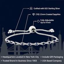 Gem S King - Pulsera de tenis de zafiro creado en azul de 1/2 quilates para mujer plata de ley 925 corte redondo 2 5 mm piedra natal de piedras preciosas pulsera ajustable para mujer fácil - como en la foto - Ver 3