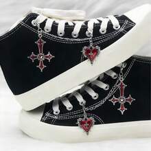 Gothic Punk Shoe Chains – Red DIY Boot And Sneaker Chain Accessories For Women And Men – Hanging Chains For Shoes, Boots, Bags, And Backpacks – Perfect For Halloween, Festivals, Cosplay, Stage Wear, Parties, And Alternative Fashion - Red - View 2