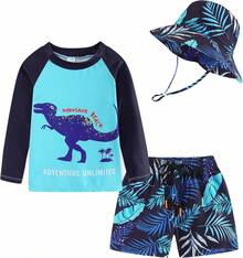 ¡RecomendadoFu3piesuit1 Juego de protección de Sarpullido bebés niños¡Top de Temporada - Playa Blue Dino - Ver 9