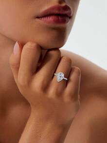 1枚925纯银方形切割戒指，适合女性佩戴。椭圆形轻盈立方氧化锆首饰，适合作为礼物。 - 戒指 - 查看 2