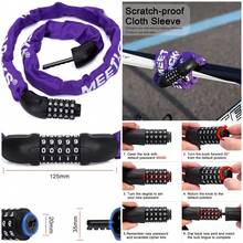 Candado de cadena para bicicleta, 3.2 pies de largo, combinación de 5 dígitos, bloqueo antirrobo, resistente y reiniciable, sin - como en la foto - Ver 1