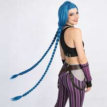 Tóc giả cosplay màu xanh da trời rực rỡ, chịu nhiệt, có mái - Tóc giả dài hai bím tóc tết siêu dài và tóc giả ngắn lệch một bên màu xanh dương với phần đuôi tóc màu tím nhẹ và tóc giả ngắn kiểu búi đôi màu xanh dương với điểm nhấn màu hồng - Hoàn hảo cho trang phục lễ hội, Comic Con, lễ hội hóa trang, sự kiện anime, tiệc theo chủ đề và sử dụng hàng ngày, món quà lý tưởng cho game thủ và người hóa trang. - Nhiều màu - Xem 4