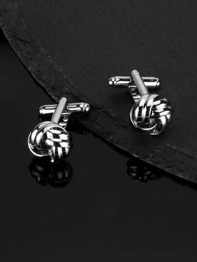 1 Pair Copper Twist Cufflinks, Casual Suit Accessory For Men, Suitable For Party And Business Occasions