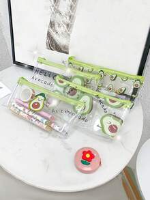 1 hộp đựng bút hình quả bơ hoạt hình, túi đựng văn phòng phẩm trong suốt, tiện dụng cho học sinh. - hộp bút chì - Xem 8