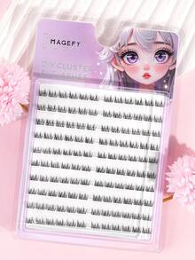 MAGEFY 120片B型卷翘下睫毛，3D自然柔软舒适裸妆效果，日系浓密纤长睫毛嫁接片，睫毛簇，单根睫毛，假睫毛 - 黑色 - 查看 2