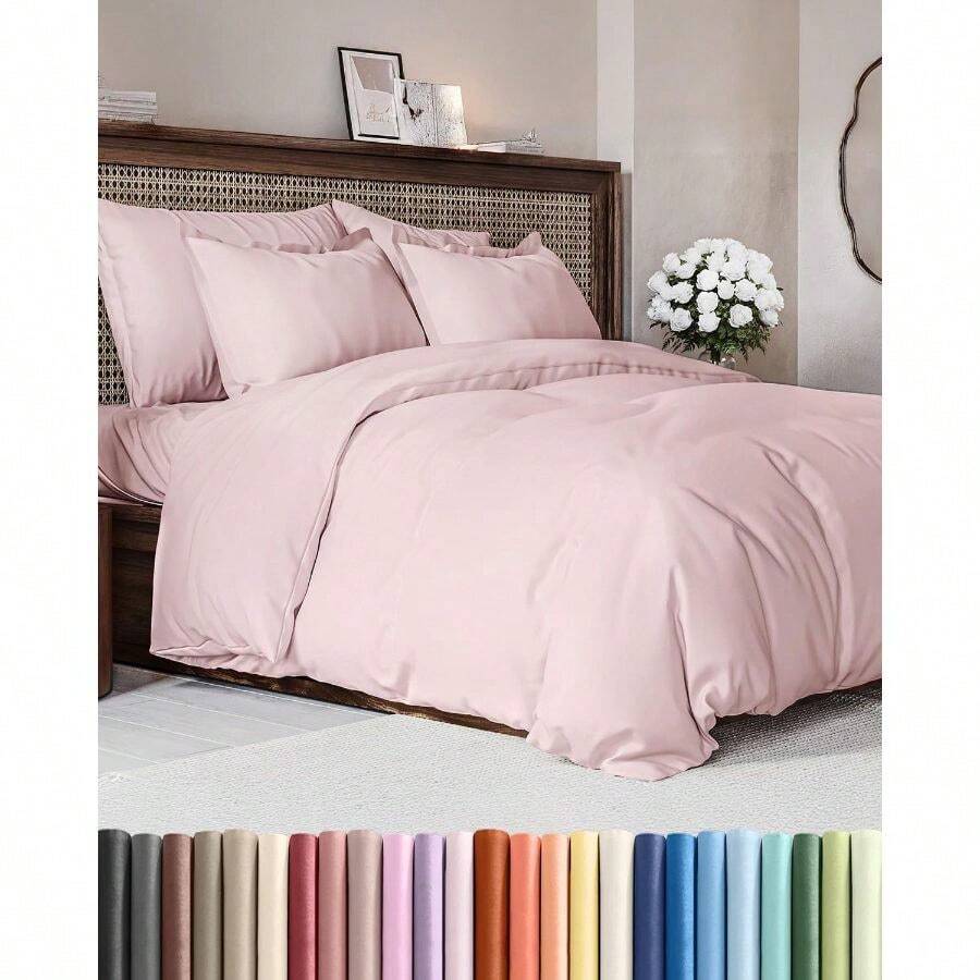 Duvet Cover Full Size - Soft Full Size Duvet Cover - Lightweight Breathable - Easy Care Fade With Zipper Closures Ties - 80x 90 Inches - (Lavender Pink) Comforter Not Included - 33 - 淡紫色(不含被芯)+ 全尺寸(80x90) - 查看 1