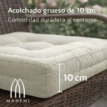 Juego de 2 Cojnes de Suelo Acolchado 45x45x10cm, Cojines para Palets, Banco, Silla y Suelo, Asiento Cómodo Decorativo para Interior y Exterior. Juego de 2 Cojnes Decorativo con Textura de Bambú,Cojin de Asiento Estilo Rústico - Bies blanco - Ver 6