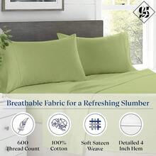 Luxury Soft Size Pillowcase Set Of 2 - 600 Thread Count Cotton Pillow Cases, Breathable And Cool, Silky Sateen Weave Sleeping Pillow Covers, Queen (20x 30), Sage Green - 皇后尺寸(20 x 30 英吋)+ 07 - 鼠尾草綠 - 查看 2