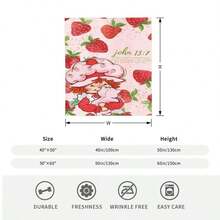 Strawberry Merch Shortcake Throw Blanket Warm Blankets Breathable Air Conditioner Blanket For Car Classic Outdoor Blankets For Picnic For All Season-280gsm - 彩色 - 查看 8
