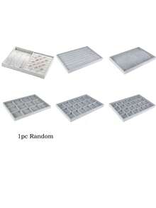 1pc Random Style Jewelry Display Tray For Necklaces, Rings, Earrings, Bracelets - Grey - View 7