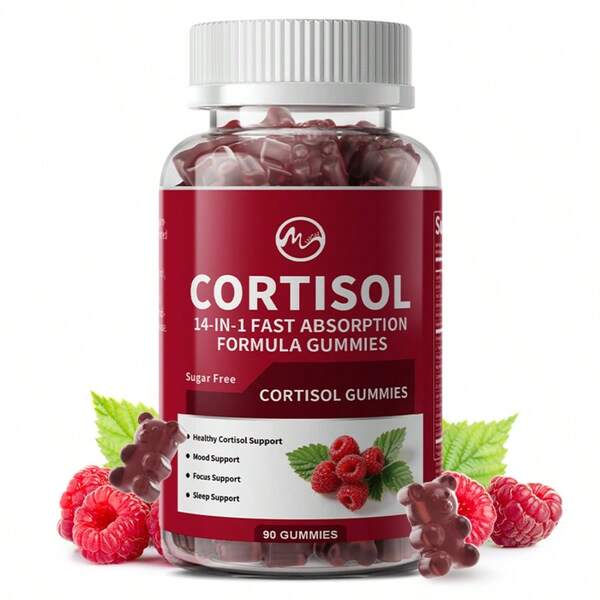 M INCH Cortisol Supplements For Women & Men - Cortisol Reducer Detox Manager W/KSM-66 Ashwagandha/Magnesium/L-Theanine/GABA/Vitamin B6 For Mood/Sleep/Stress Relief 90 CT Raspberry Flavor Gummies