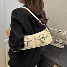 Vintage Women's Underarm Bag With Double Pockets, Y2K Style Zipper Top Handle Bag, Casual Harajuku Shoulder Bag, Hobo Design Multi-Pocket Top Handle Bag, Zipper Closure, Punk Style Crossbody Bag. Perfect For Daily Matching, Travel And Parties, An Ideal Gift Choice - Nhiều màu - Xem 5