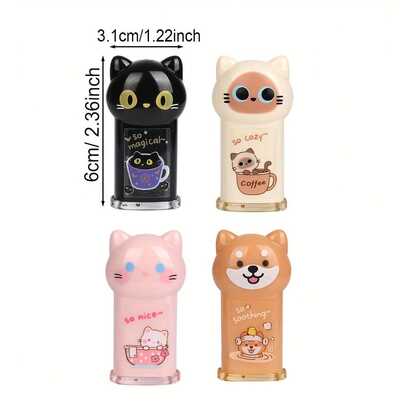 1pc Mini Cat Shaped Pencil Sharpener, Furball Town Series Manual Pencil Sharpener, Cat & Dog Shaped Mini Pencil Sharpener, Multi-Functional Pencil Sharpener, New Creative Acrylic Pencil Sharpener, Stationery Gift, Art Supplies