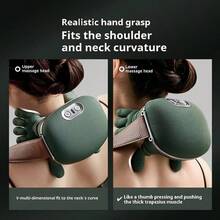 Electric Neck Kneading Massager, Portable Acupressure Neck And Back Massager, Electric Deep Tissue 4D Kneading Massage, Human-Hand Simulated Design To Relieve Pain And Relax Muscles, Suitable For Back, Neck, And Shoulders, Meets Daily Needs - Green - View 3