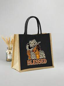 Sac à main léger et sac de maquillage assorti, imprimé portrait en denim noir avec bénédiction, tissu facile à nettoyer, avec poches, convient pour le shopping, les voyages, la plage, cadeau d'appréciation pour les enseignants, sac à main grande capacité pour femmes. Un sac de rangement portable et décontracté avec un design novateur et une grande capacité, idéal pour le shopping - Multicolore - Voir 10