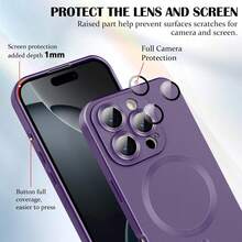 1pc Purple Metallic Soft Protective Case, Compatible With IPhone 17, 17 Air, 17 Pro, 17 Pro Max, Scratch-Resistant, Shock-Absorbing Full Lens Protection Design, Ultra-Thin Profile, Compatible With IPhone 13, 11, 16 Pro Max, 15, 14, 12, 16e - Purple - View 6