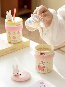 Official Licensed Miffy Printed Ceramic Coffee Mug/Tea Cup - Adorable Japanese Anime Rabbit Cartoon Colorful Pattern Design For Home & Office Beverage Container - Perfect Birthday Holiday Gift For Teens, Adults, Women, Students, Office Workers - Viral TK Ins Aesthetic Collectible Item - Multicolor - View 3