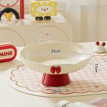 1 PC Cream Style High-Value Petal-Shaped Fruit Plate Button-Type Living Room Coffee Table Candy Snack Plate High-Legged Fruit Plate With Ribbon, Coffee Table Snack Dried Fruit Plate, Candy Plate, Multi-Functional Fruit Basket With Drainage Function - Multicolor - View 12