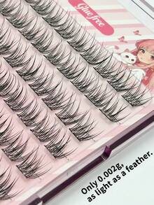 108片免胶免卸妆自粘假睫毛，簇状蓬松鱼尾型假睫毛，12-16mm混合长度套装，免胶蓬松单根假睫毛，自粘式DIY假睫毛嫁接，预涂胶簇状假睫毛，自然纤长C型卷翘，无需胶水，无需卸妆，假睫毛。 - 黑色 - 查看 6