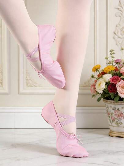 A Pair Of High-Quality Children's Professional Ballet Shoes, Free Design, Simple And Stylish, Soft Sole And Comfortable, Suitable For Dance Competitions, Performances, Yoga