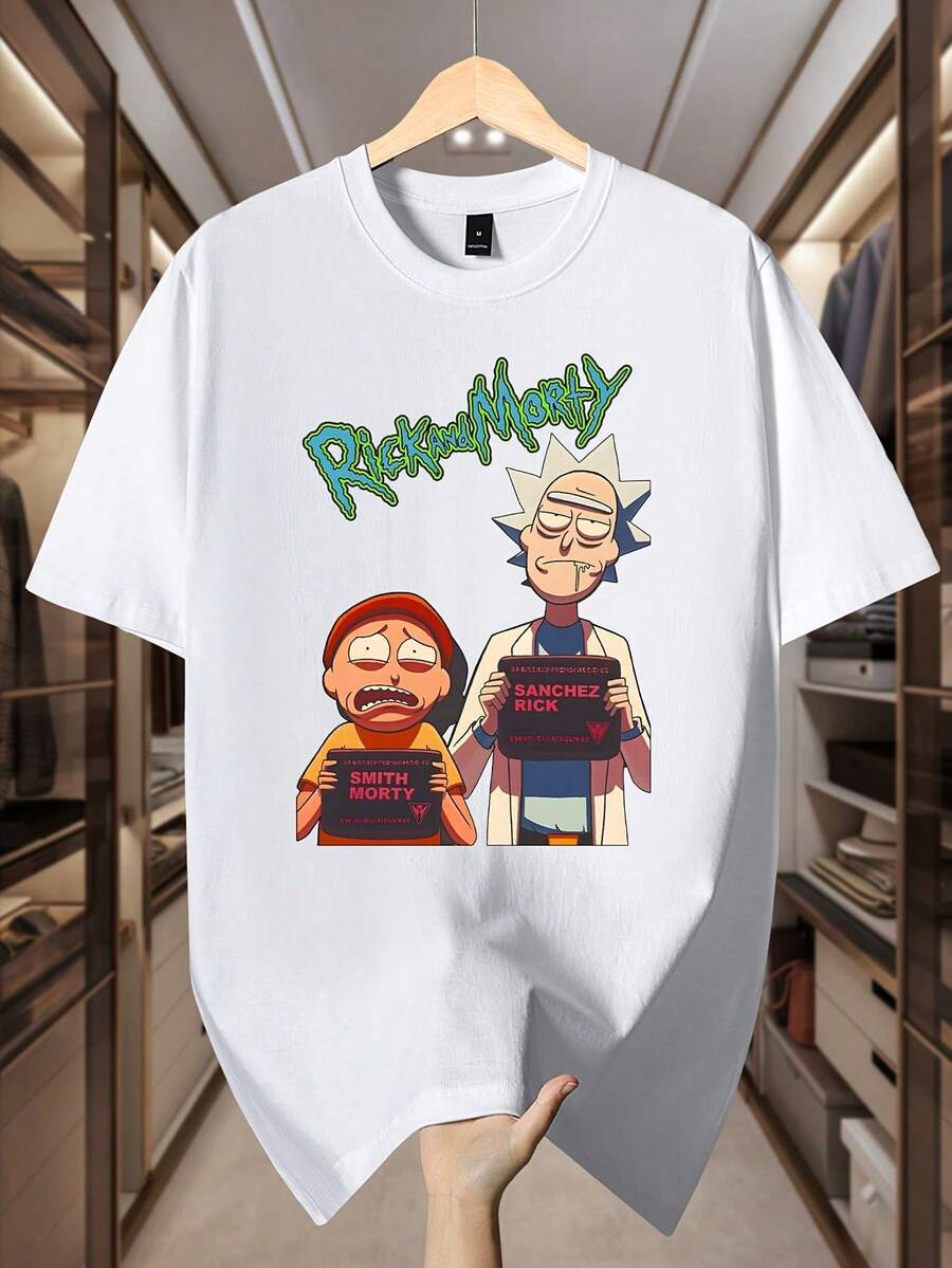 Warner Bros Las camisetas de manga corta de Rick y Morty son perfectas para primavera, verano y otoño. Su cómodo cuello redondo y su tela suave las hacen ideales para relajarse en casa, hacer ejercicio, actividades al aire libre, ropa informal y para el día a día. - Blanco - Ver 1