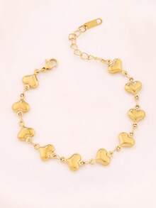 1件装不锈钢镂空心形手链，女士时尚18K镀金简约防水链手链，珠宝礼品 - 手鍊 - 查看 7