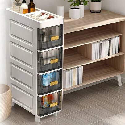 4-Tier Lockers Can Store Snacks, Toys, And Clothing, And Semi Transparent Cabinet Doors Can Be Used As Display Cabinets