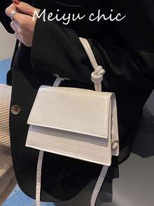 Women Fashionable Woven Mini Handbag - Beige - View 6