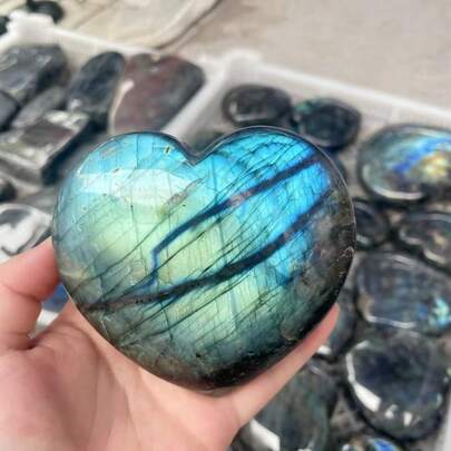 Natural Labradorite Crystal Heart Decor, Suitable For Home Decoration, Thanksgiving, Christmas, Halloween, Gift For Crystal Lovers