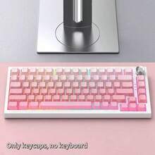 130+ Keycaps Set, Powder Pink Contour Line Design, Backlit Side-Printed Keycaps, Compatible With 104/98/87/75/68/64/61 Keys - Baby Pink - View 7