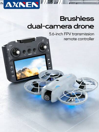 AXNEN 热销！2026新款L105PRO无刷无人机 - 双高清航拍摄像头，5.6英寸FPV显示遥控器，90°可调镜头和光流悬停系统，螺旋桨保护罩，圣诞节、节日和特殊场合的完美礼物。