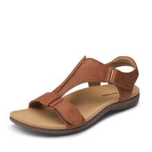 Women Sandals Arch Support T-Strap Orthopedic Flat Sandals Comfortable Walking Beach Summer Shoes - Màu nâu  Mocha - Xem 8