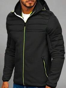 Shendy Vendy Men's Sweatshirt With Sports Hood With Zipper Hoodie - 黑色 - 查看 2