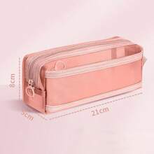 Mesh Pencil Case, Double Layer Large Capacity Transparent Stationery Bag, Student Exam Pencil Pouch, Middle School Exam Dedicated Stationery Bag - Multicolor - View 9