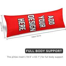 Custom Body Pillow Upload Your Photo/Text/Art, Personalized Long Pillowcase, Couples, Anime Fans, Birthday/Wedding Keepsake, Red, 20x54 - 黑色 - 查看 2