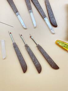 Sharp Seam Ripper Set, 1pc / 5pcs Optional, Non-Slip Handle With Protective Cap, Embroidery, Cross Stitch And DIY Craft Tool, Suitable For Cross Stitch Correction, Home Clothing Repair And Various Embroidery Crafts - Brown Quick-release Suture - View 9