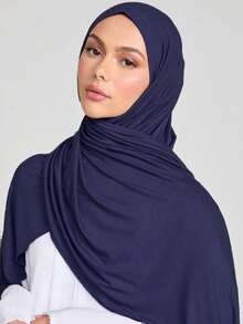 1 chiếc khăn trùm đầu bằng vải jersey dành cho nữ, khăn dệt kim màu trơn, khăn trùm đầu hijab bằng vải jersey, khăn trùm đầu cầu nguyện abaya bằng vải jersey, phù hợp cho mọi mùa, đi biển, đi nghỉ mát. - 02-màu xanh nước biển - Xem 2